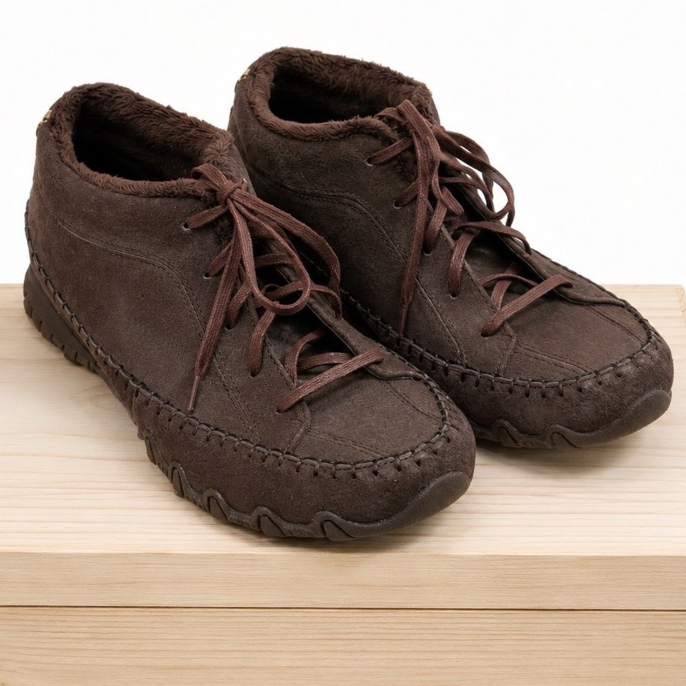 Skechers Relaxed Fit Bikers Moccasin Ankle Boot Womens Size 9 Brown Memory Foam‎